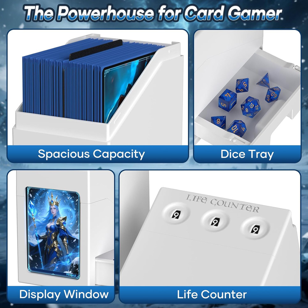 Commander Deck Box with Life Counter, Card Deck Box for Commander Display Holds