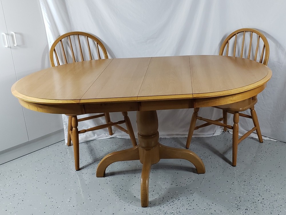 Solid Oak Dining Table Oval 4 Chairs 2 Leafs Cochrane Amer-Silhouette L-Pick-Up