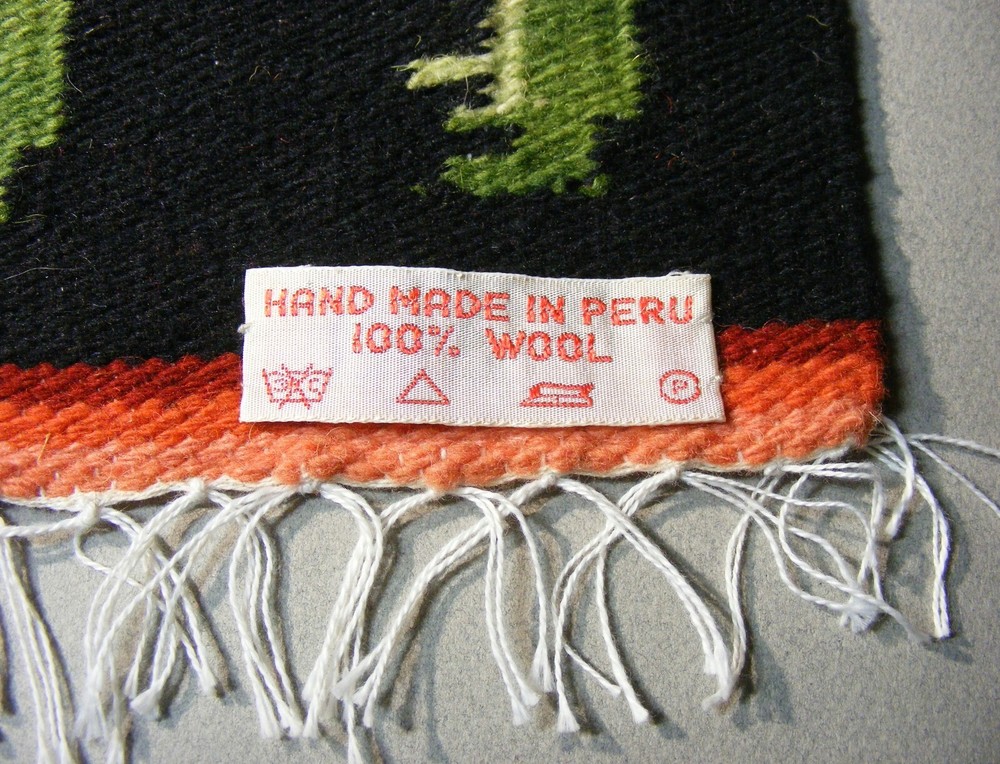 Small Hand Made Wool Peru Colorful Cats Wall Hanging