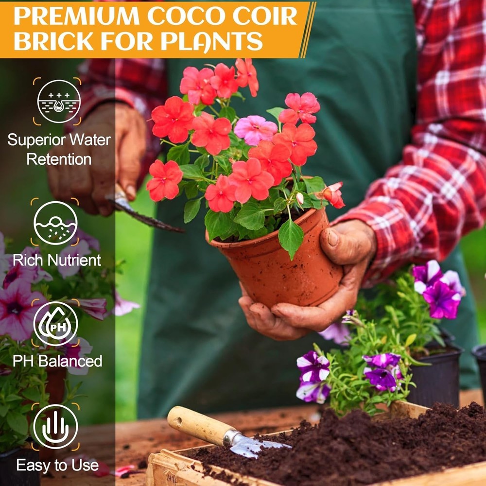 High-Nutrition Coco Coir Brick - Eco-Friendly Growing Medium for All Plants