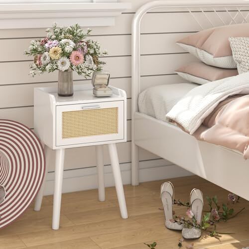 Nightstand Set of 2, Small Bedside Table, End Table with 2 Package White