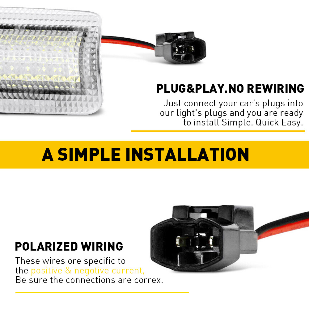 Pair Left White Right LED Door Side Courtesy Light for 2010-2022 Toyota 4Runner