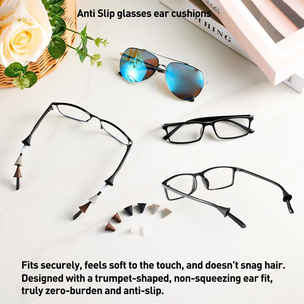 Anti-Slip Glasses Ear Grips Hook Holder with Speaker Shape, Comfortable Soft ...