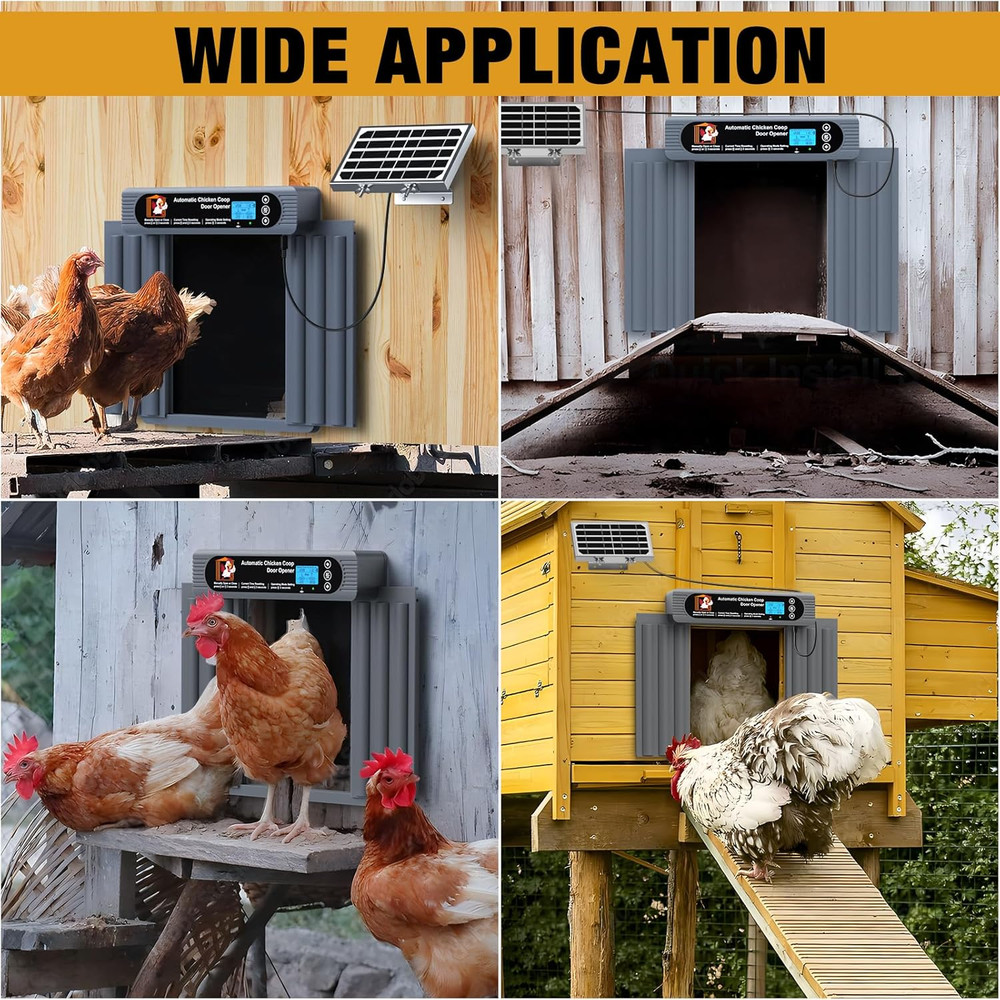 Automatic Chicken Coop Door, Extra Large Size, Anti-Pinch Design,Programmable Ti