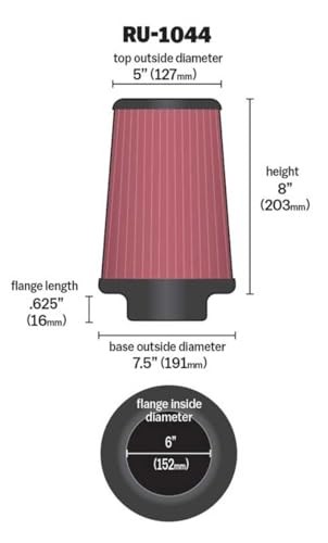 High-Flow Original Lifetime Universal Clamp-On Air Filter: High Performance,