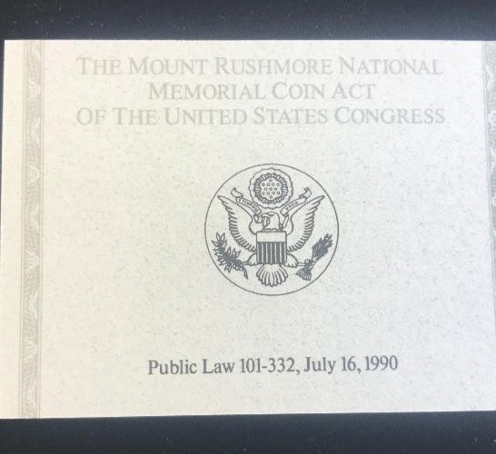 1991 MOUNT RUSHMORE PROOF CLAD HALF DOLLAR ~ U.S. MINT ORIGINAL BOX & COA