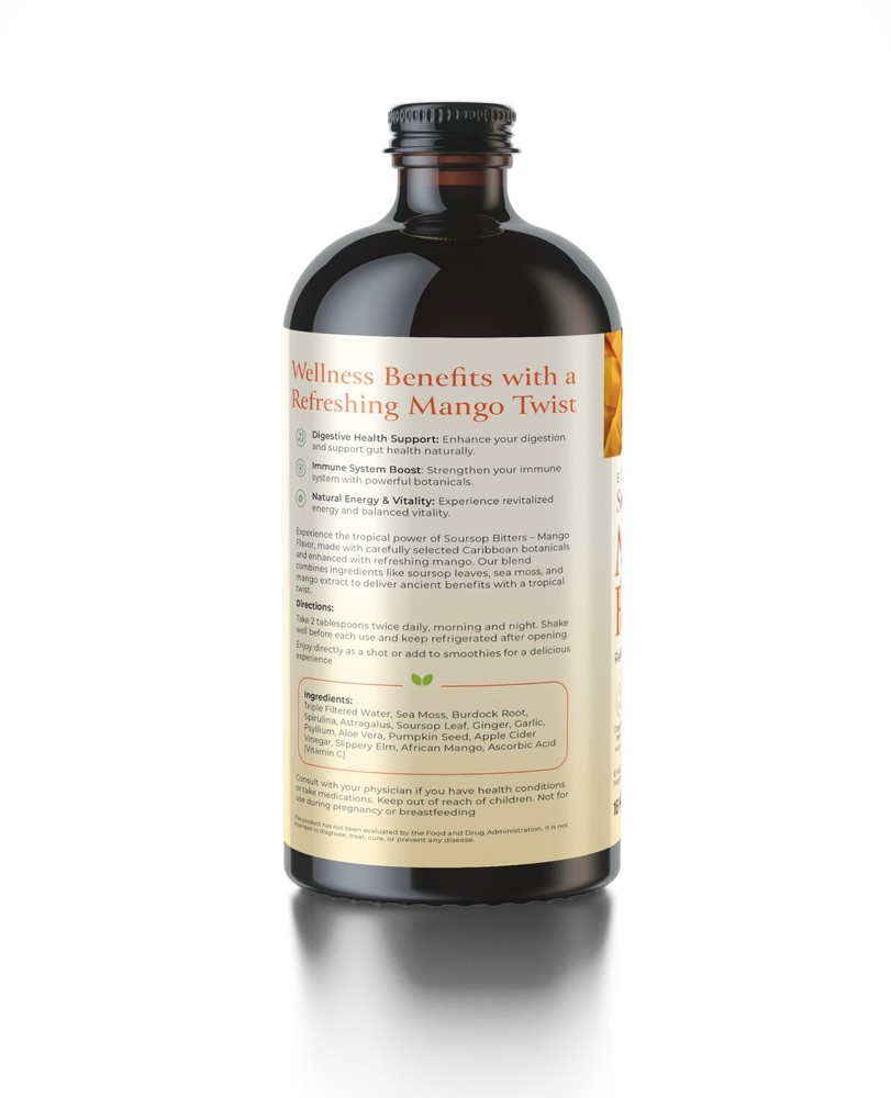 Mira's Soursop Bitters Liquid Mango Flavor 16oz - Immune Boosting