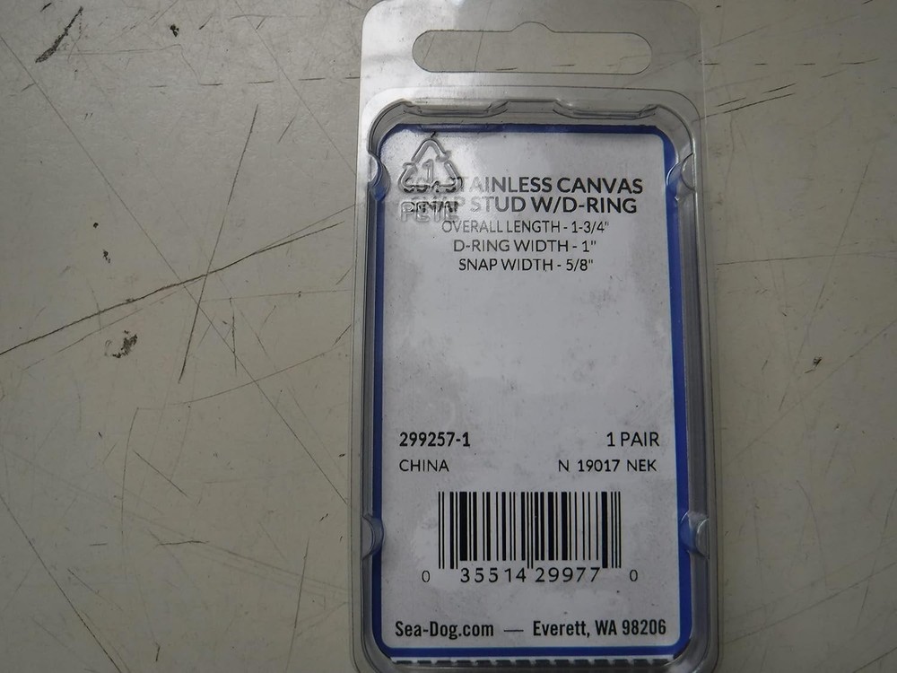 Stainless Canvas Snap Socket with D ring