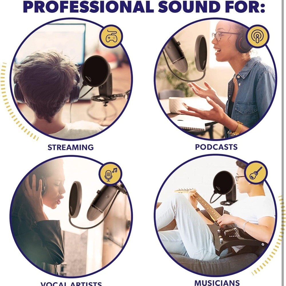 Pop Filter Screen for Microphones - Gooseneck Clamp