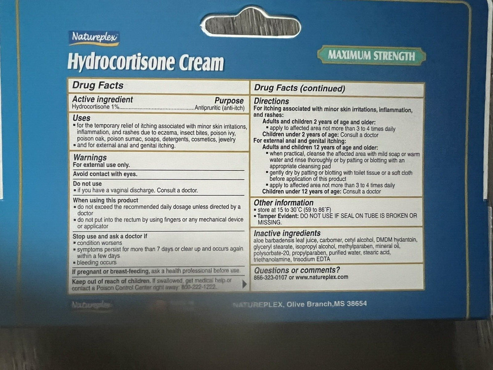 Natureplex Hydrocortisone 1% Cream Maximum Strength 1.5oz