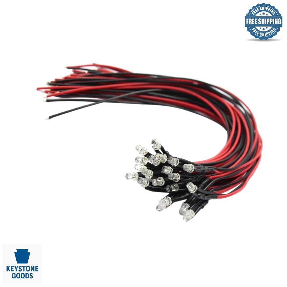 20pcs Warm White 3mm Pre-Wired LED Lights for Model Trains & Projects