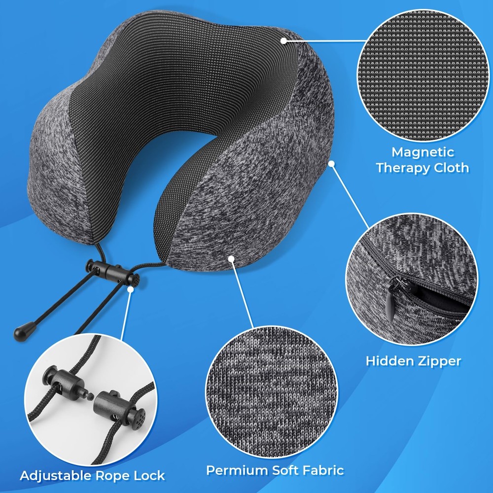 ExploreBliss Travel Pillow, Pillows for Sleeping 1-pack, Dark Grey
