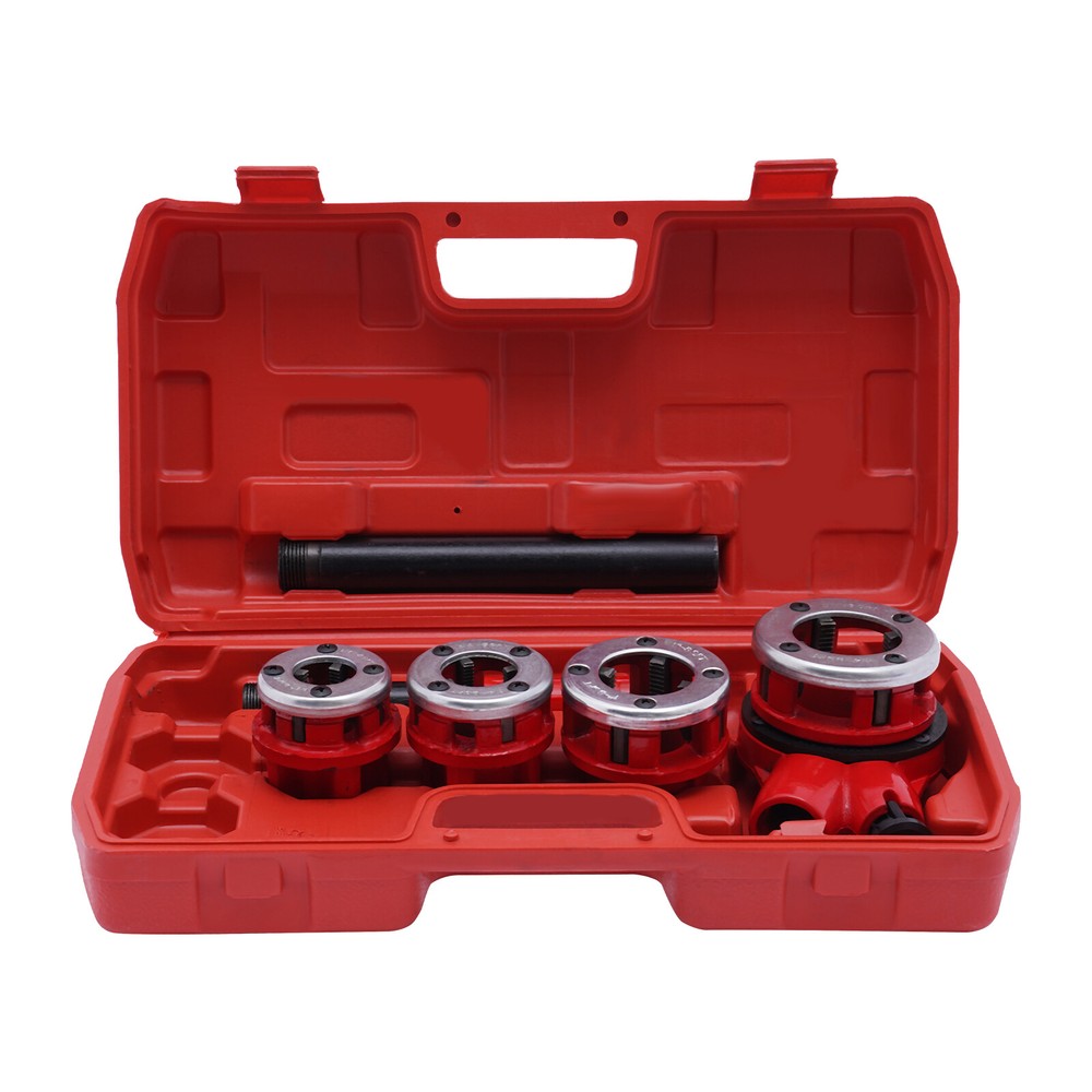 Pipe Threading Kit Pipe Threader 1/2''-1-1/4'' BSPT Plumber Set Die Dies Set Red