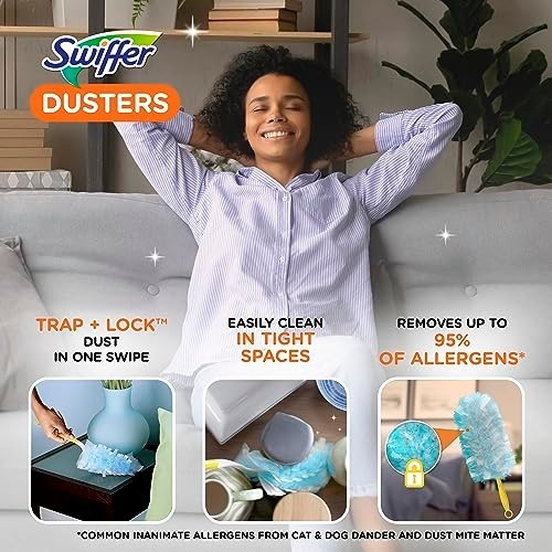 Swiffer Dusters Starter Kit, Kit Includes 1 Handle and 5 Dusters