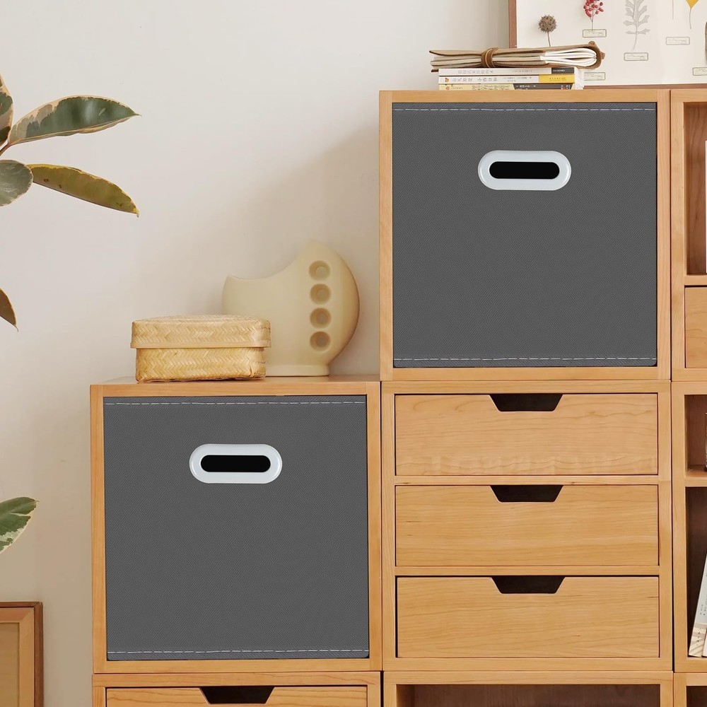 Yunkeeeper storage bins Cubes, Fabric Cube Organizer with Handle, Foldable Cu...