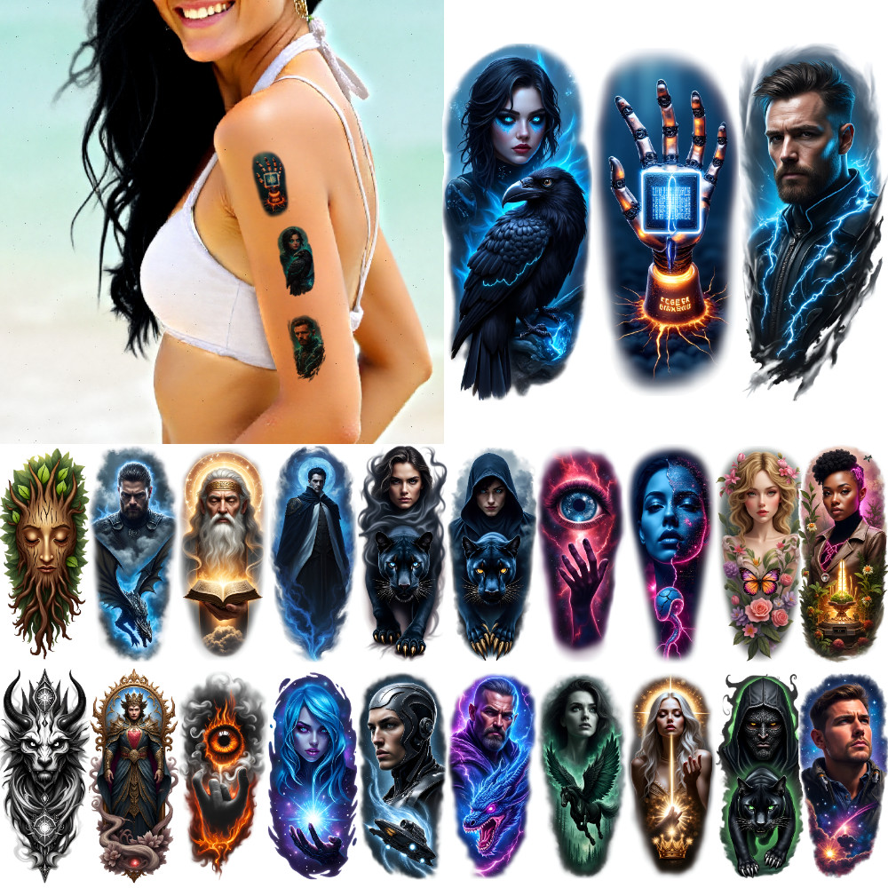 9pcs Temporary Tattoo Realistic Temporary Tattoos Science Lab Eye Artwork