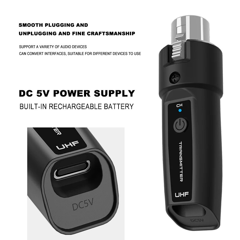 UHF XLR Adapter System Wireless Microphone Transmitter Receiver System