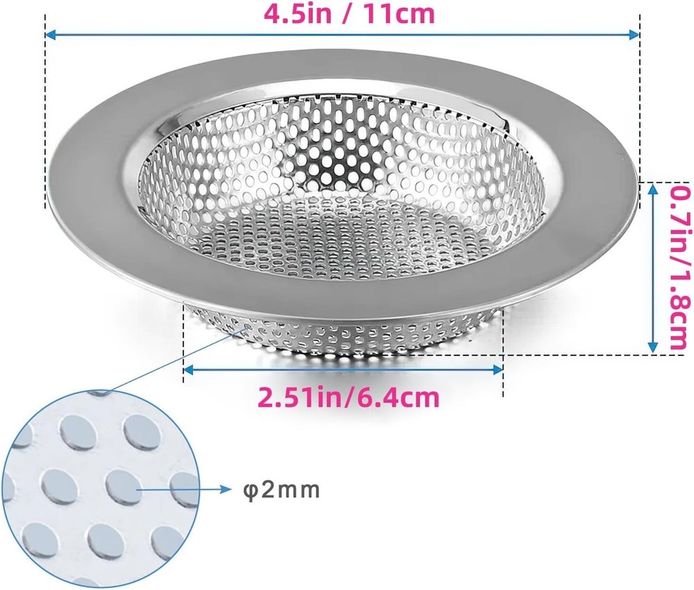 Upgraded 2 Pack Kitchen Sink Strainers - Safe, Durable Stainless Steel Design
