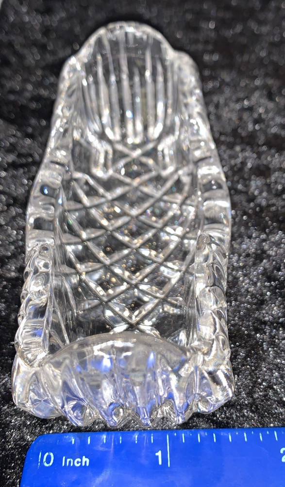 Vintage Diamond Pattern Pressed Glass Open Rectangular Toothpick Holder Dish
