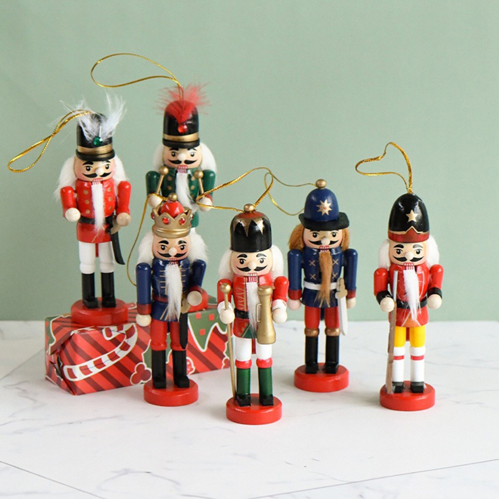 6pcs Indoor Christmas Nutcracker Figures Xmas Tree Ornaments