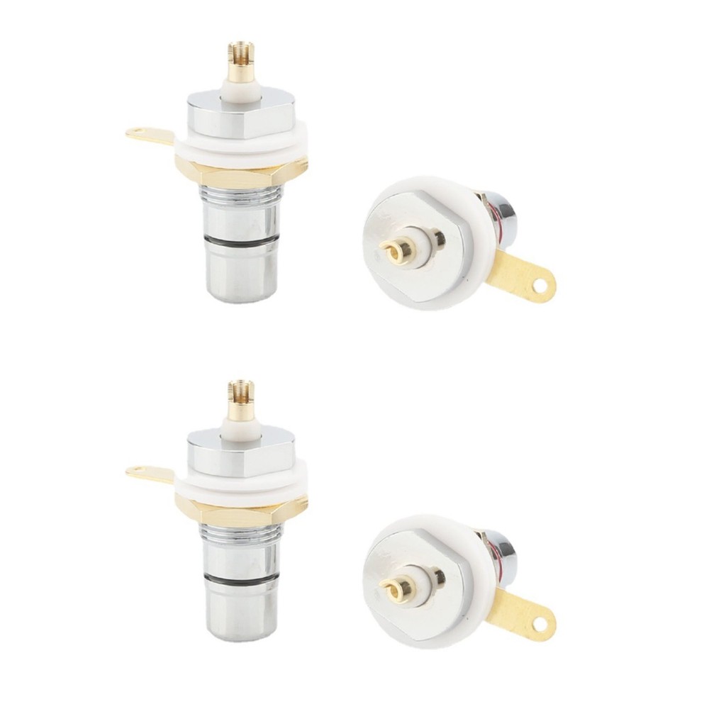 4Pcs Rhodium RCA Socket Set Female Panel Mount Plug Audio DIY Terminal Chassis