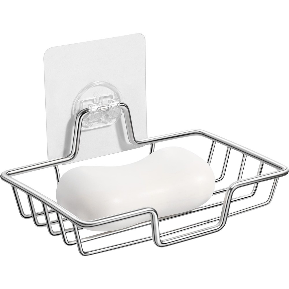 Rainspire Soap Dish Holder, No Drilling, 304 Rustproof Large, Silver