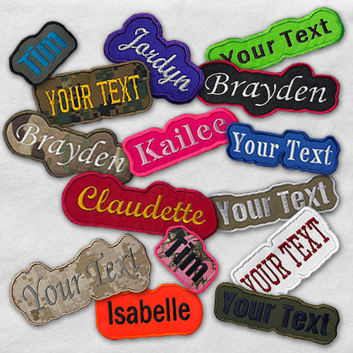 Personalized Custom Cut Applique Name Patch - HOOK FASTENER WITH SOFT SIDE