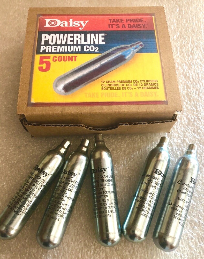 Daisy Powerline CO2 Cartridges / 5 Pack 12 Gram Cylinders - Hard Box