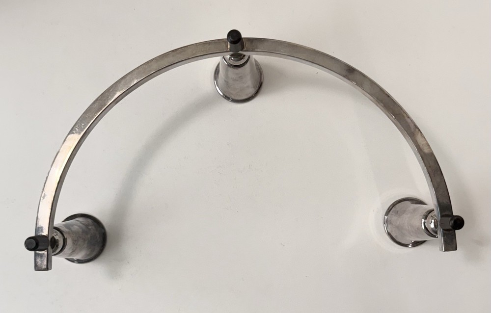 Vintage Mid-Century Modern Silverplate & Bakelite Half Circle Candelabra 2pc Set