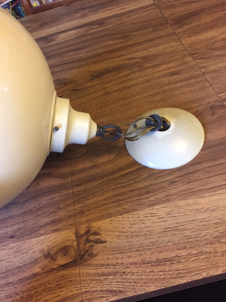 Used Progress Lighting Hanging Cream Colored Light W/ Globe & Mount