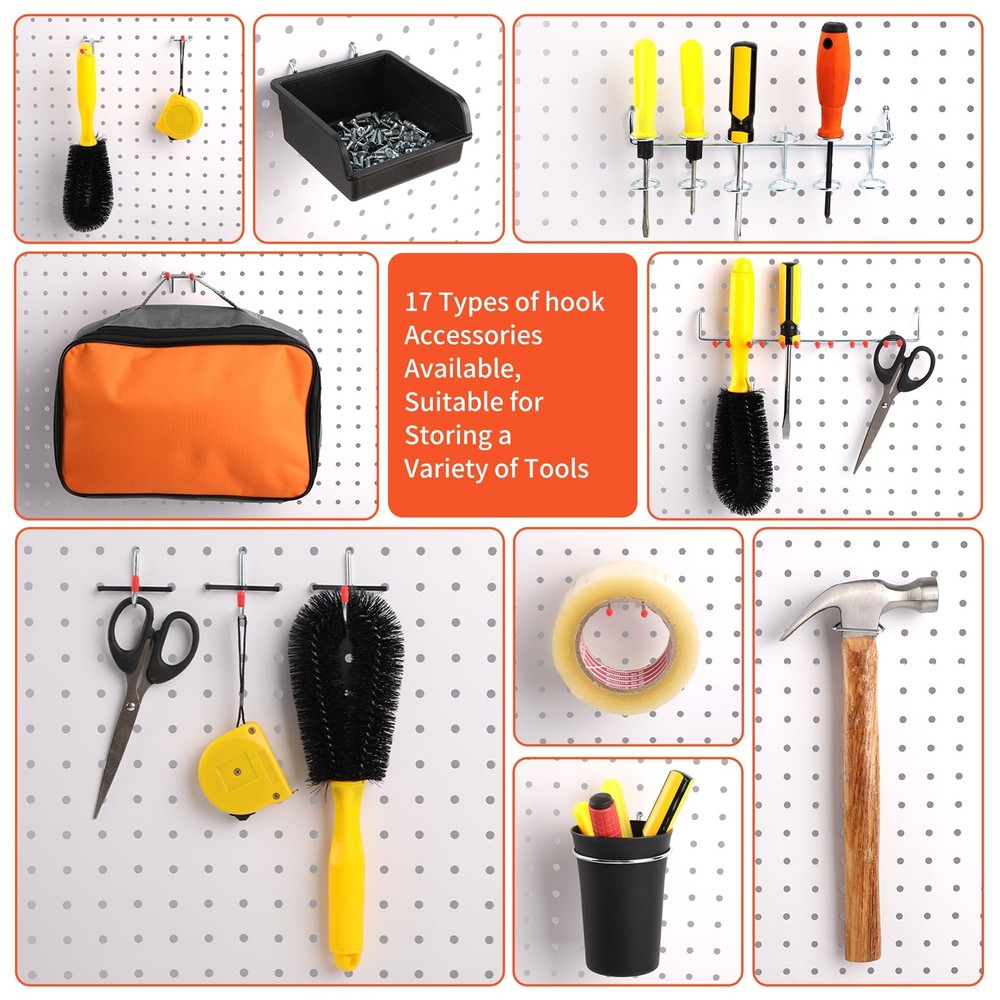 130PCS Pegboard Hooks Assortment - Peg board Hooks for Hanging Tools with Peg...