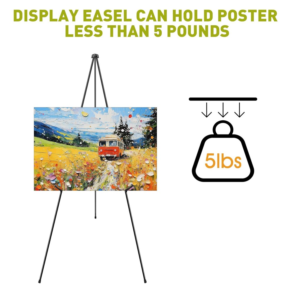 AROIC 63" Easel Stand for Display, 3 Pack Portable Foldable 63 inches, black