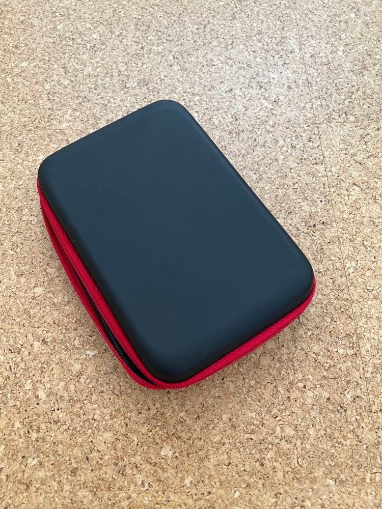 Gadget Storage Case, S Size, Black X Red, With Strap.
