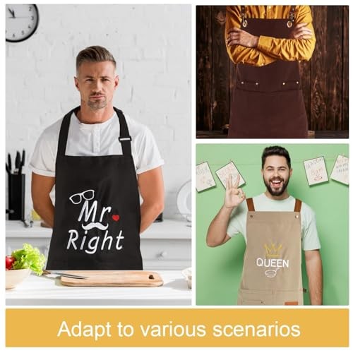 2 Pack Kitchen Cooking Aprons, Adjustable Bib Soft Chef Apron with 2 Pure Black