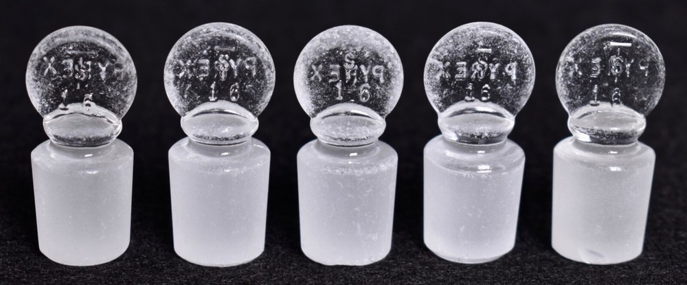 5 Count Pyrex # 16 Penny Head Glass Stoppers
