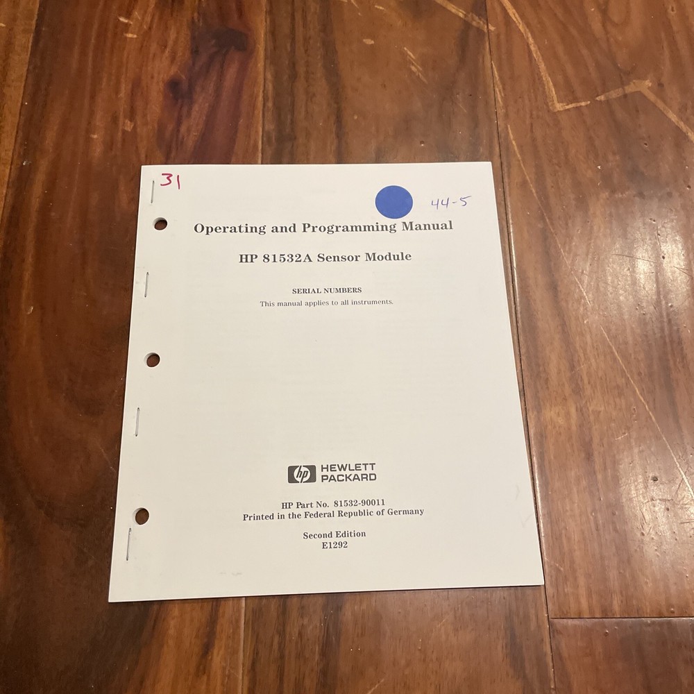 HP 81532A Sensor Module Operating & Programming Manual 81532-90011