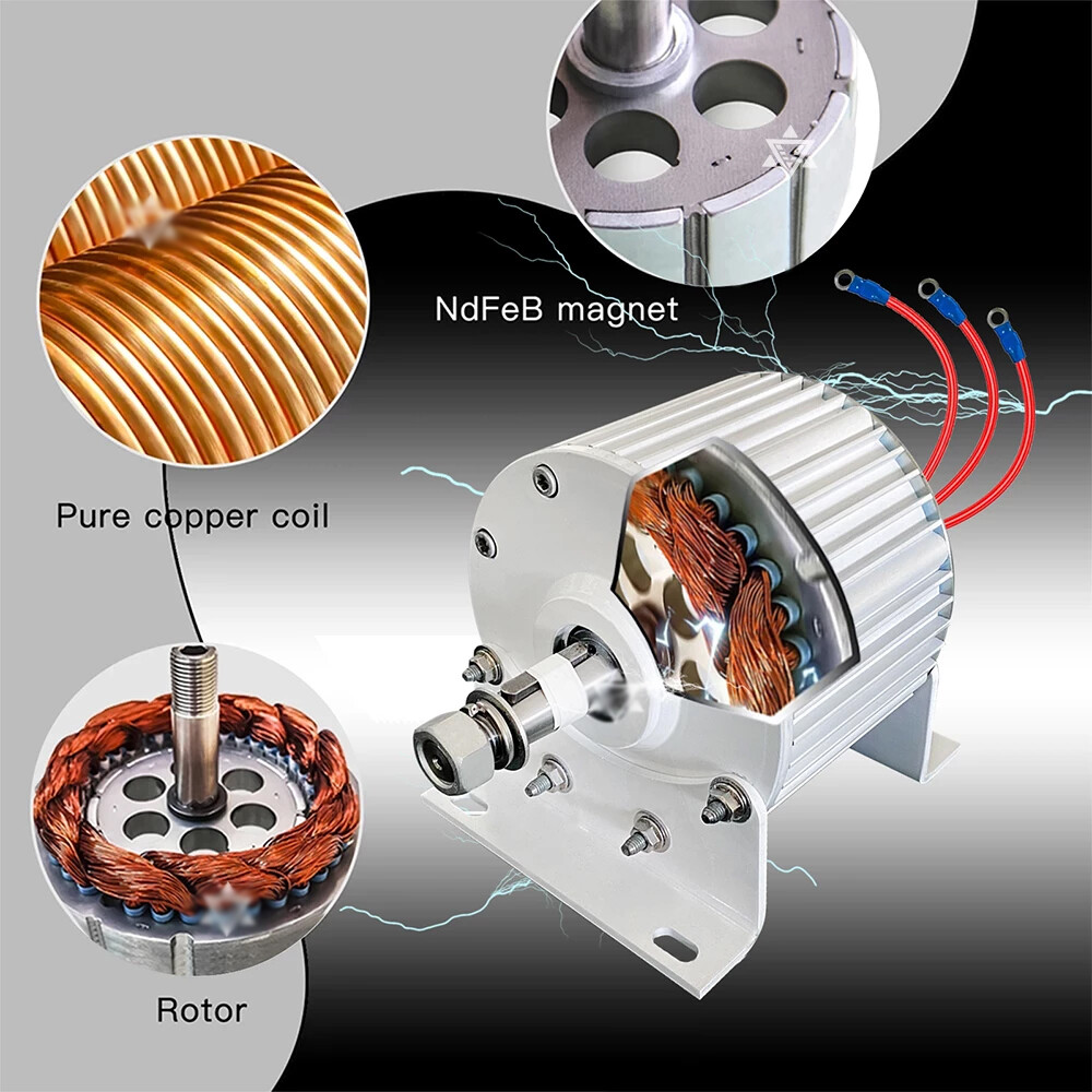 2000W 48V Permanent Magnet Generator 3 Phase Synchronous Low Torque Dynamo Motor