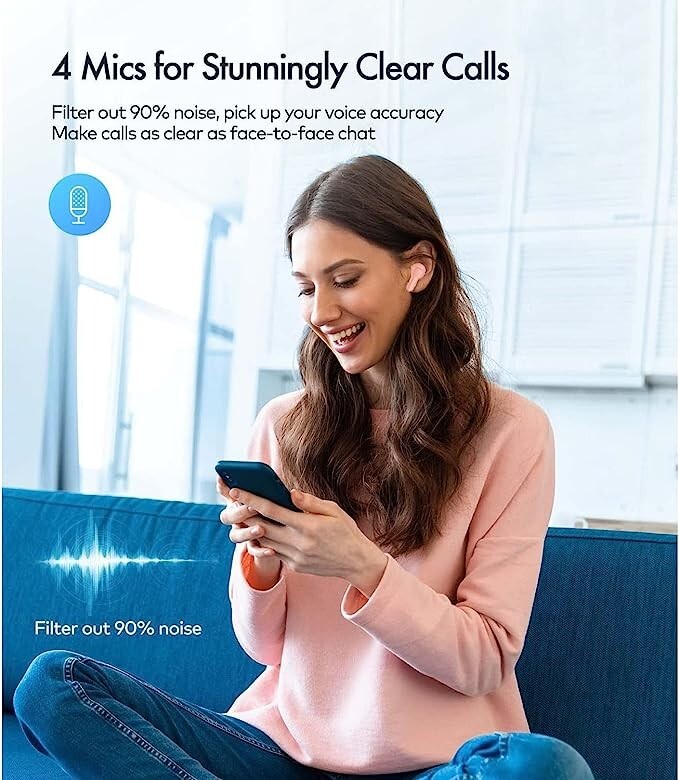 Bluetooth Wireless Earbuds with Built-in Microphone in Pink