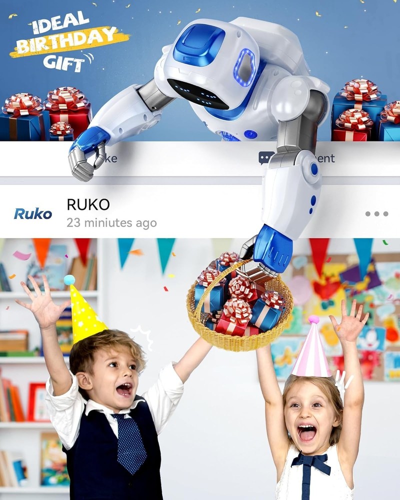 1088 Smart Robots for Kids, Large Programmable Interactive RC Robot with Voic...