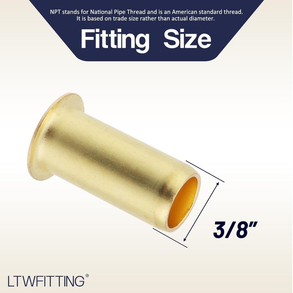LTWFITTING 3/8-Inch Brass Compression Insert,Brass Compression Fitting(Pack o...