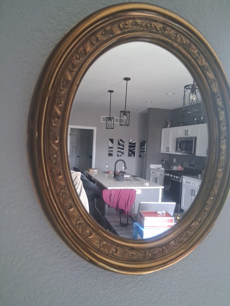 Vintage 15" X 18" Oval Wall Mirror Plastic Frame