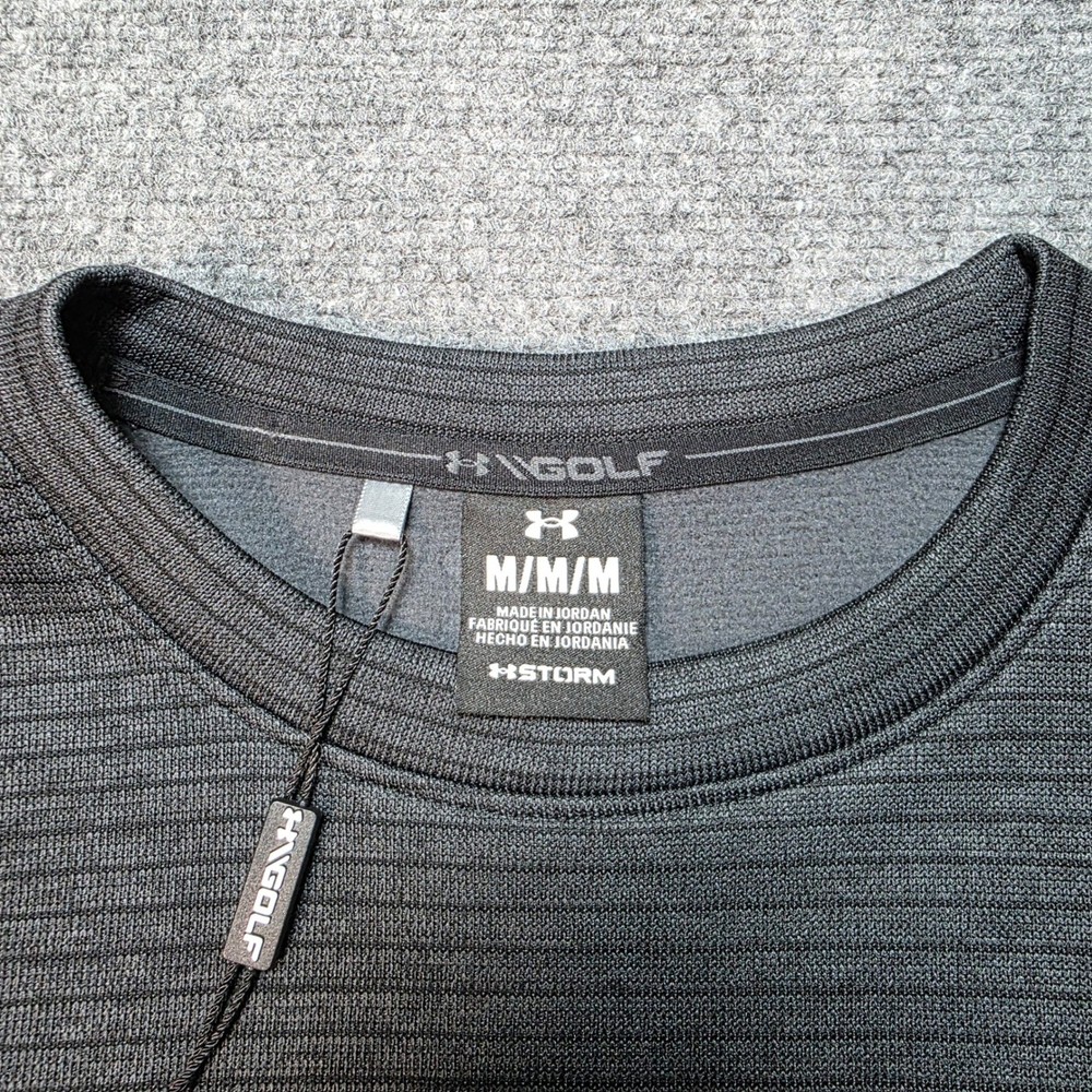 Under Armour Mens Medium Storm SweaterFleece Crew Neck Black Golf Pullover NEW