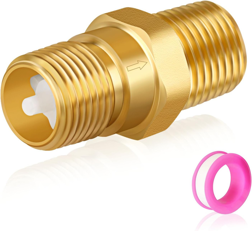 RV Water Heater Backflow Preventer, 1/2" NPT Double Male Thread Hot Water Heate