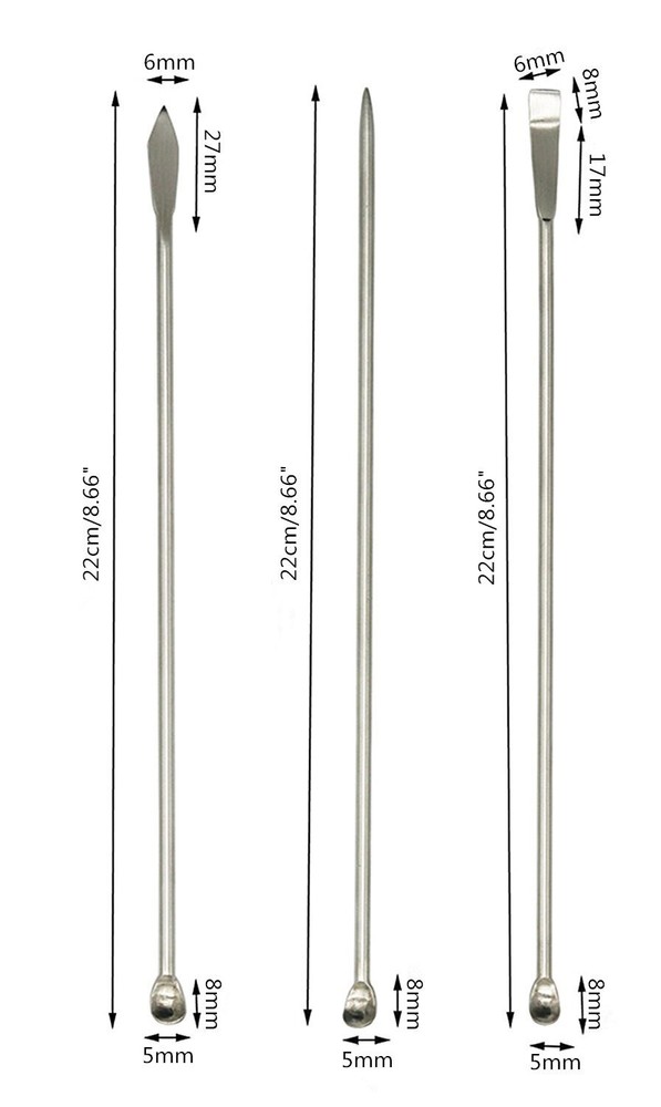 3pcs Stainless Steel Long Handle Micro Lab Scoop Reagent Sampling Spoon Lab S...