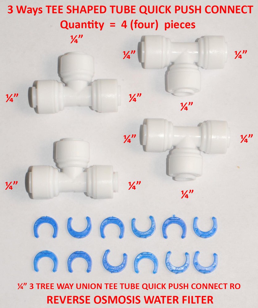 ¼” 3 TREE WAY UNION TEE TUBE QUICK PUSH CONNECT RO REVERSE OSMOSIS WATER FILTER