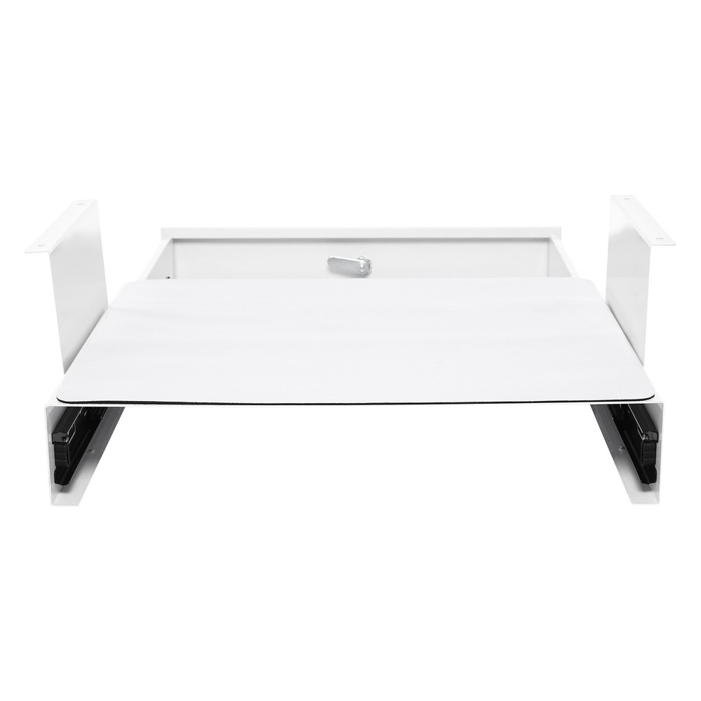 Under Table Sliding Drawer Pull Out Storage Box White Metal Desk Organizer