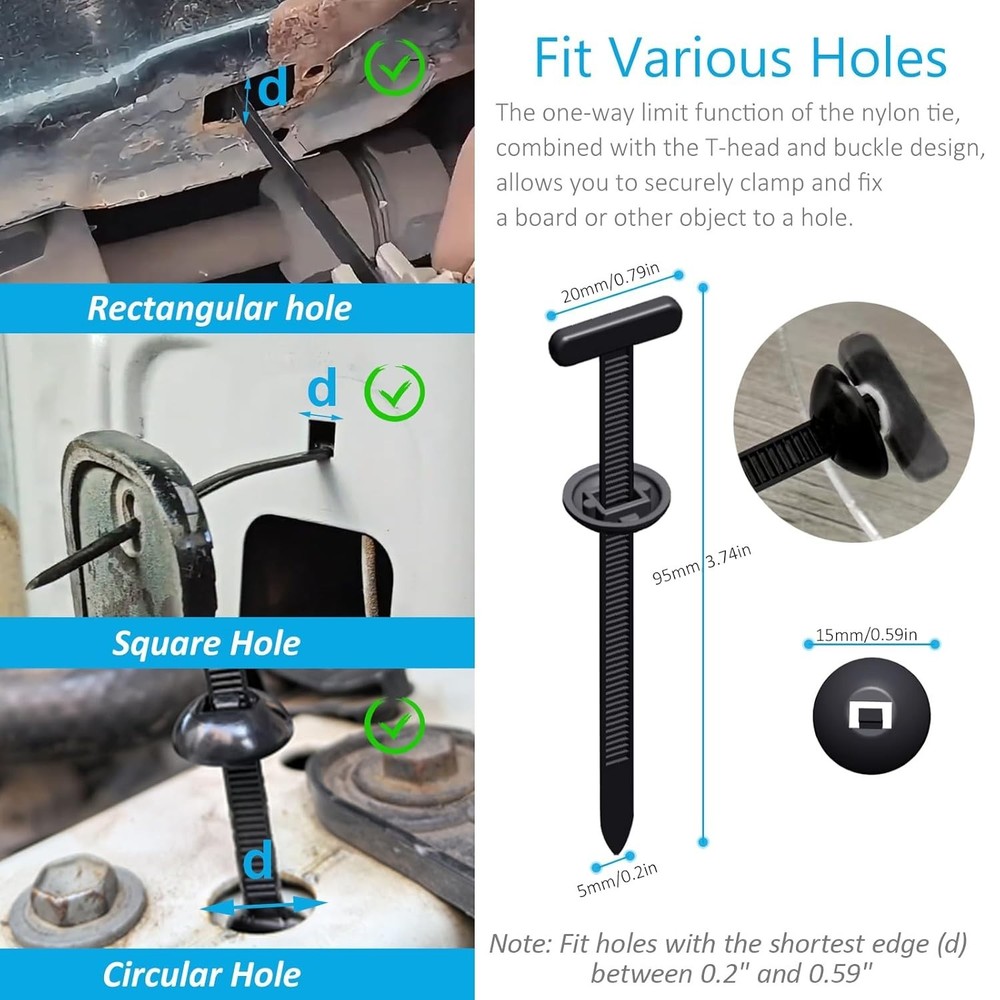 Upgrade Cable Tie Buckle Nylon Universal Heavy Duty Self Lock, Car Zipper Cli...