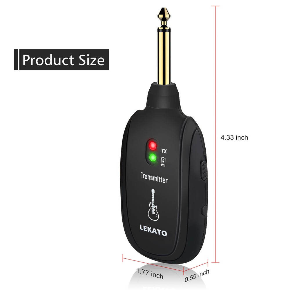 LEKATO Rechargeable Wireless Guitar System UHF Transmitter Receiver 4 Channels