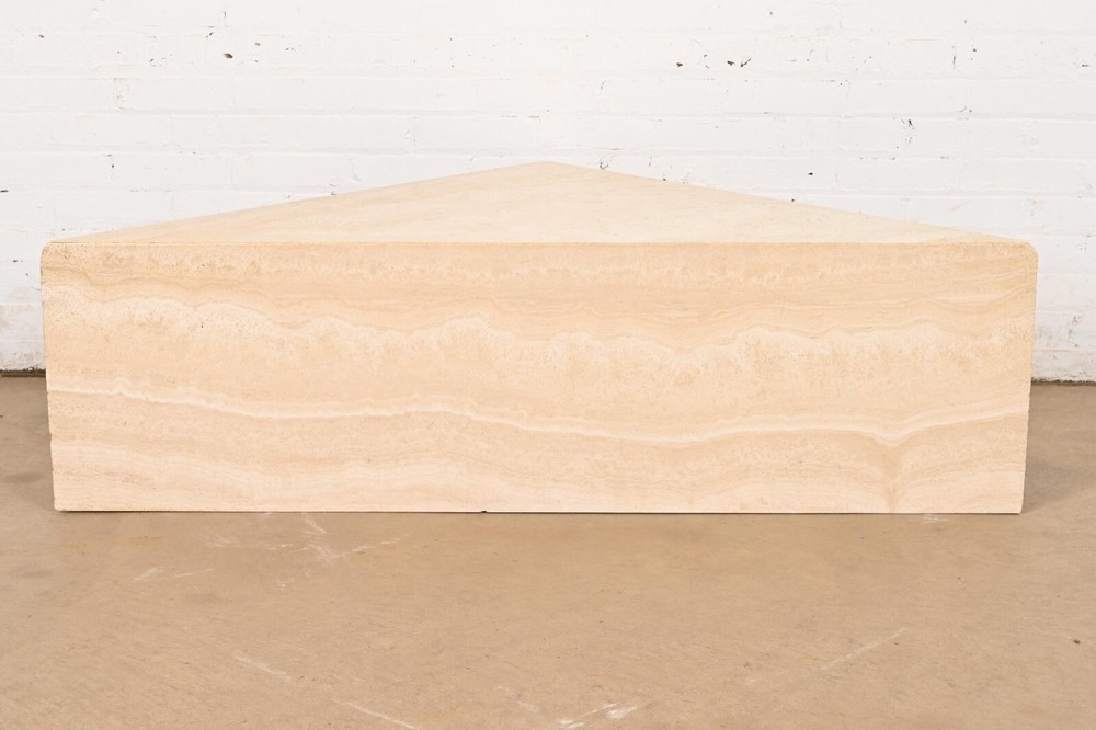 Modern Italian Travertine Triangular Coffee Table, Circa 1970s
