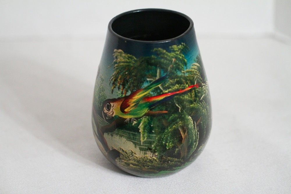 C Morit Painted Parrots 5" Vase Bird